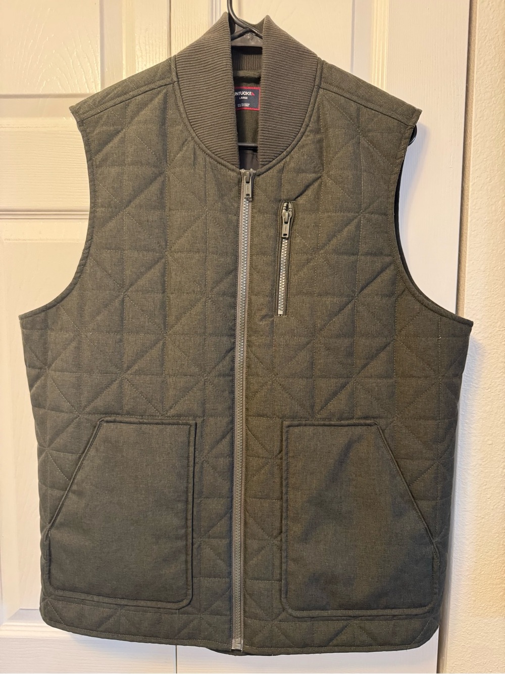 Men's Untuckit Quilted Zip-Front Vest - Olive Green